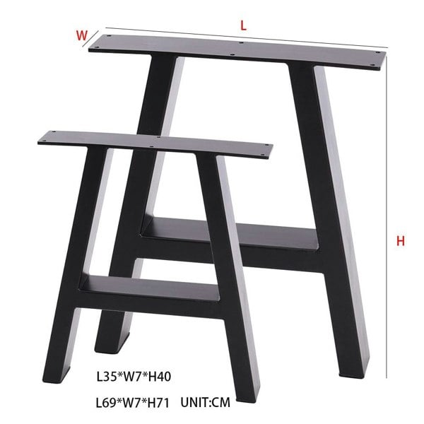 Set of 2 Heavy Duty Tube Metal Legs for Furniture Living and Home