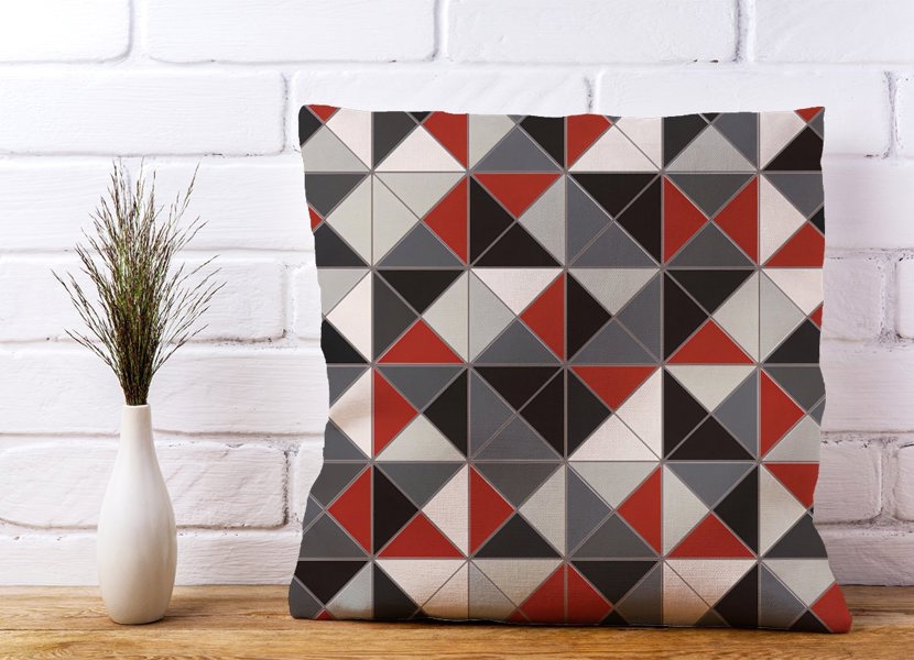 Warren Reed Grey Red Triangle Geometric Cushions