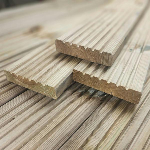 Snowdon Timber Treated Decking Board (T) 28mm (W) 120mm (L) 2.4m