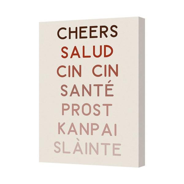 Benjamin Tate Design Contemporary Multilingual Toasts Canvas Wall Art Print In Deep Frame