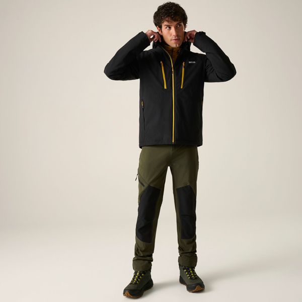Regatta Mens Highton Two Tone Waterproof Stretch Insulated Jacket - Black/Sunset