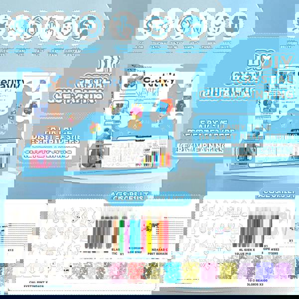 deAO Toys DIY Crystal Jewelry Craft Set for Girls Bake-Free Watercolor Painting Kit with Cartoon Pendants Arts & Crafts Gift Creative Handmade