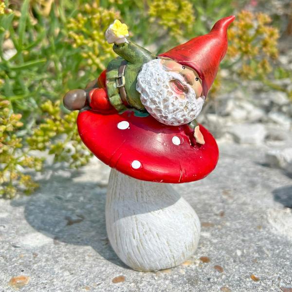 Boltze Pair of Mushroom Gnome Garden Ornaments