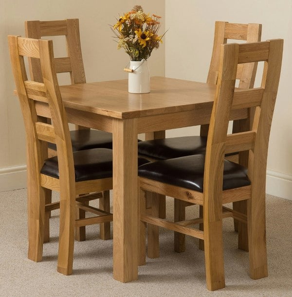 That's Furniture Oslo 90 x 90cm Small Square Oak Dining Set with 4 Yale Oak Chairs