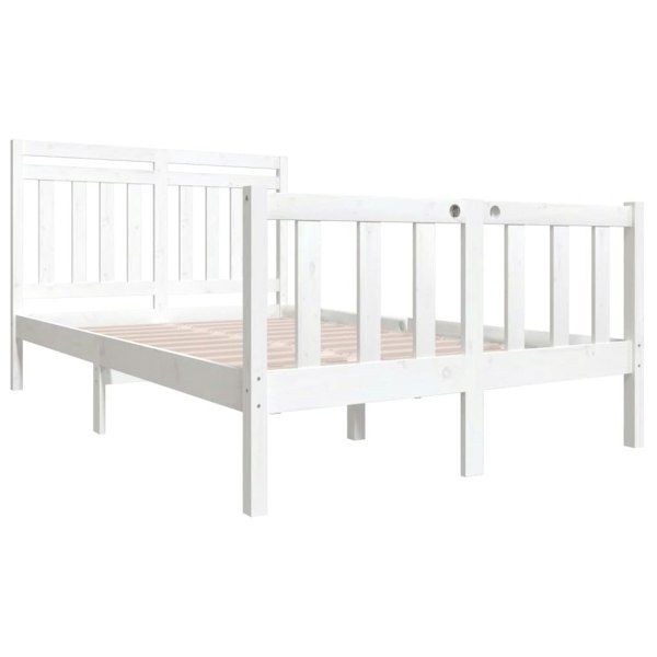 Berkfield Bed Frame White Solid Wood 140x190 cm