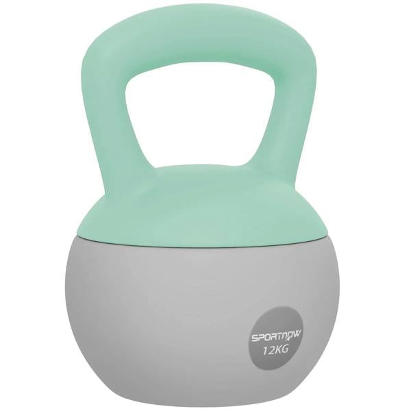 Soft kettlebell with non-slip handle, mint green and grey, 12KG label