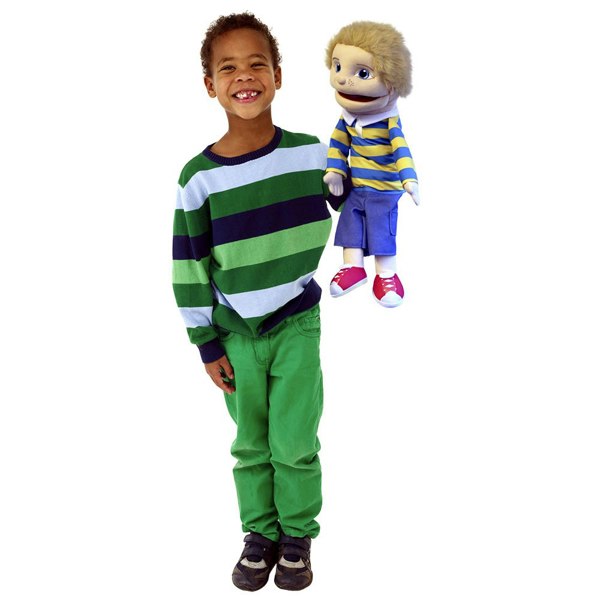 The Puppet Company People Puppet Buddies: Medium Boy (Blue/Yellow Top)