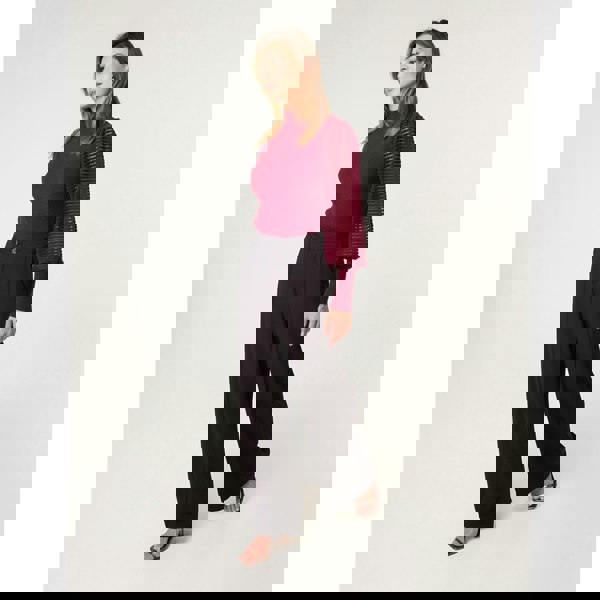 Blue Vanilla Semi-Sheer Mesh Panel Long Sleeve Jumper - Wine