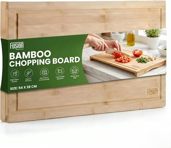 Fusion Food Care Fusion Food Bamboo Chopping Board - 54x28cm Large Cutting Board for Kitchen Food Grade Board for Cutting Meat & Vegetable