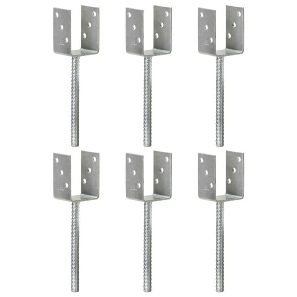 Berkfield Fence Anchors 6 pcs Silver 7x6x30 cm Galvanised Steel