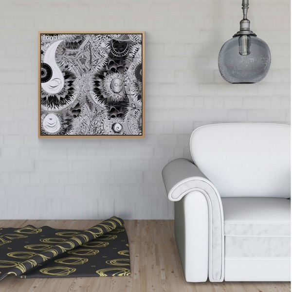 Warren Reed Abstract Moon and Sun Framed Canvas