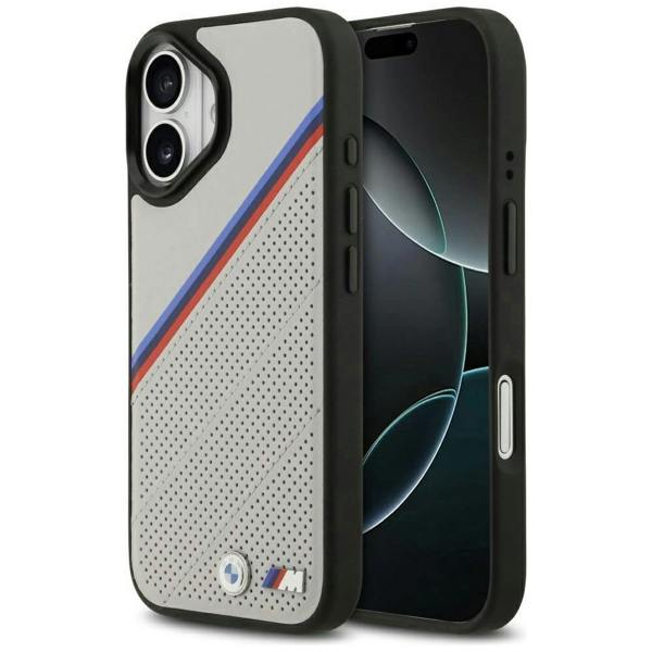 BMW M Tricolor Metal Logo Case with MagSafe for Case for iPhone 17 6.3" Grey - BMHMP17S25PCSPEG
