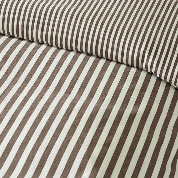 Catherine Lansfield Brushed Stripe Cotton Reversible Duvet Cover Set Chocolate
