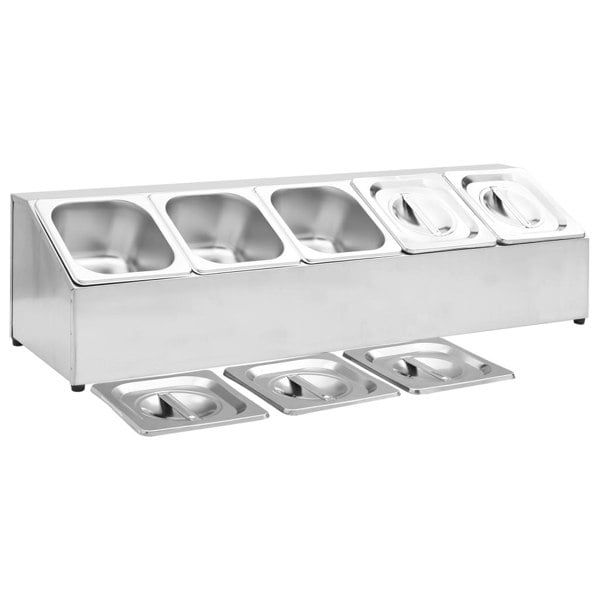 Berkfield Gastronorm Container Holder with 5 GN 1/6 Pan Stainless Steel