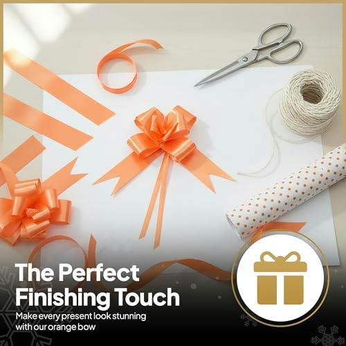 30mm Orange Pull Bows, 10 Pack to 60 Pack, Ribbon Gift Bows for Wrapping and Displays image 4