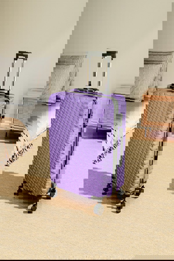 Living and Home Lightweight Hardside Travel Suitcase with Spinner Wheels, 24" Purple