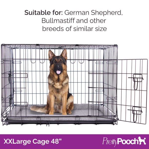 Pretty Pooch Dog Crate XXL Cage Puppy Cat Pet Training Tray and Bed With Two Gloves