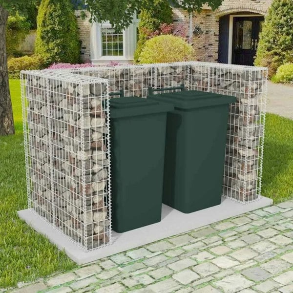 Berkfield Gabion Double Wheelie Bin Surround Steel 180x100x120 cm