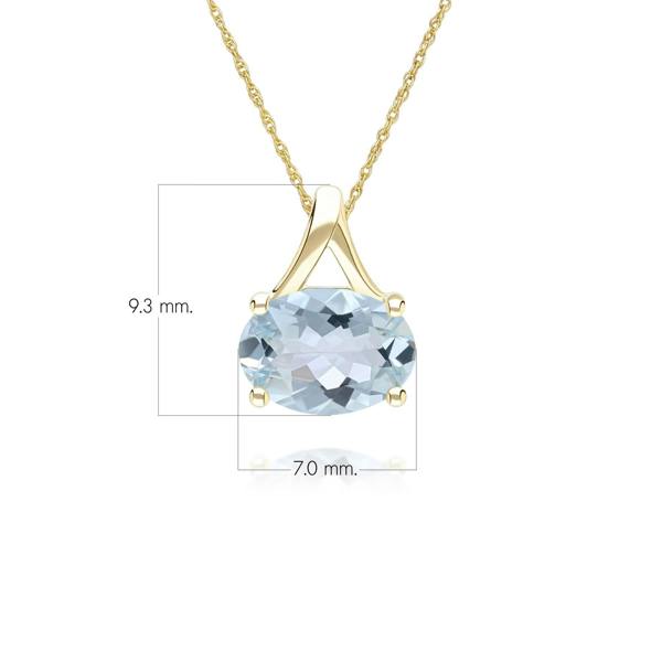 Gemondo Classic Oval Aquamarine Pendant Necklace in 9ct Yellow Gold 7x5mm