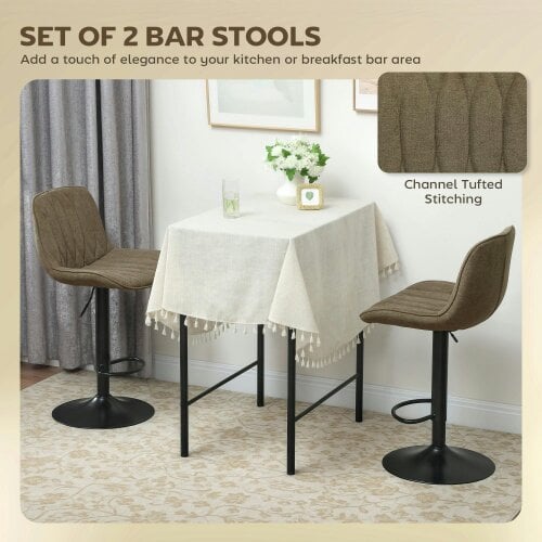 Wyld Haus Sehake Fabric Brown Linen Look Bar Stools Set Of 2
