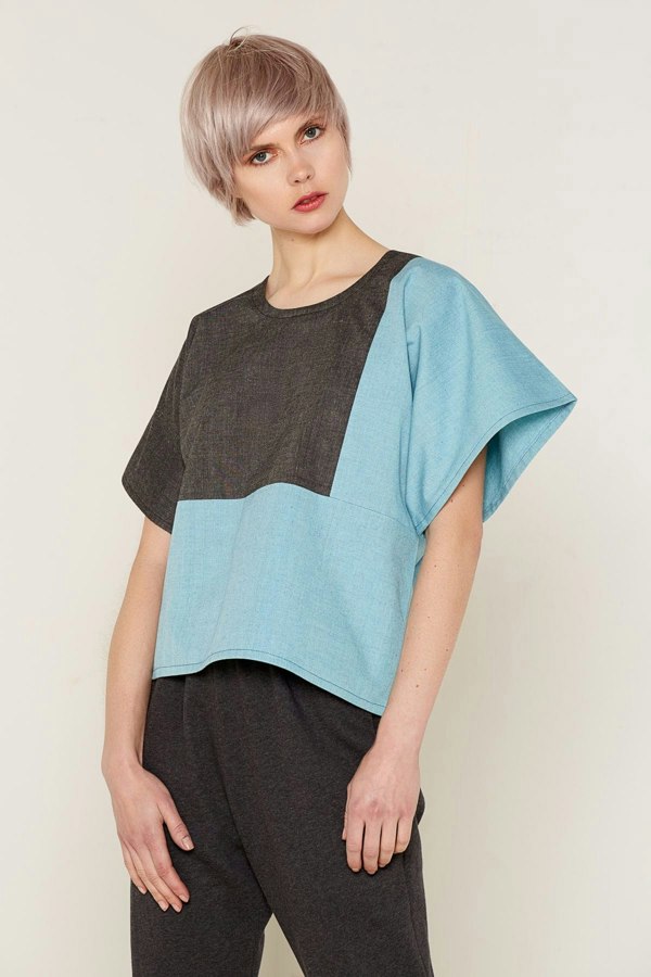 Bo Carter Mars Top - Grey and Aqua