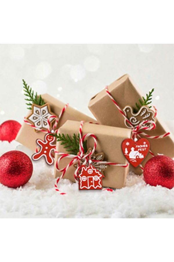 Living and Home Christmas Tree Wooden Hanging Ornament Set