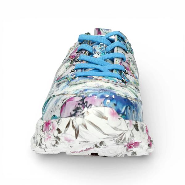 Laura Vita Sofiao 07 - Women's Blue Floral Leather Platform Sneakers