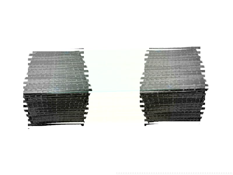 Fimous 11 Seat Poly Rattan Outdoor Patio Coffee Table Corner Sofa Set with 3 Stools 2 Chairs for Garden Backyard Dark Grey Mixed