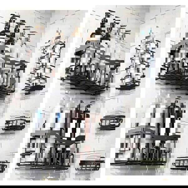 Dragodirect 5-Piece Rustproof Shower Caddy Set with No-Drill Bathroom Organisation System