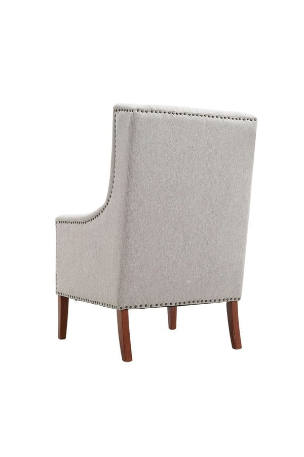 Living and Home Burlap High Back Studded Armchair with Cushion