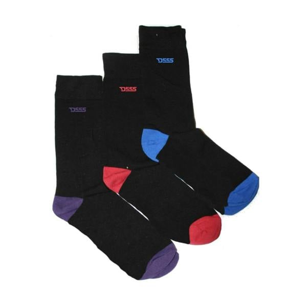 Duke Mens D555 Pheonix Cotton Kingsize Socks (Pack of 3) - Blue/Red/Purple - 