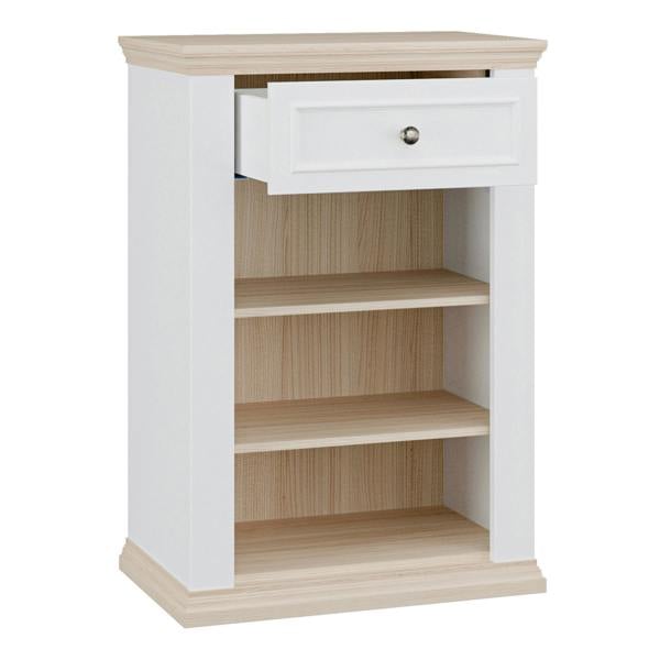 Furniture To Go Pontypool Shoe Cabinet with Drawer in White and a Riva Oak