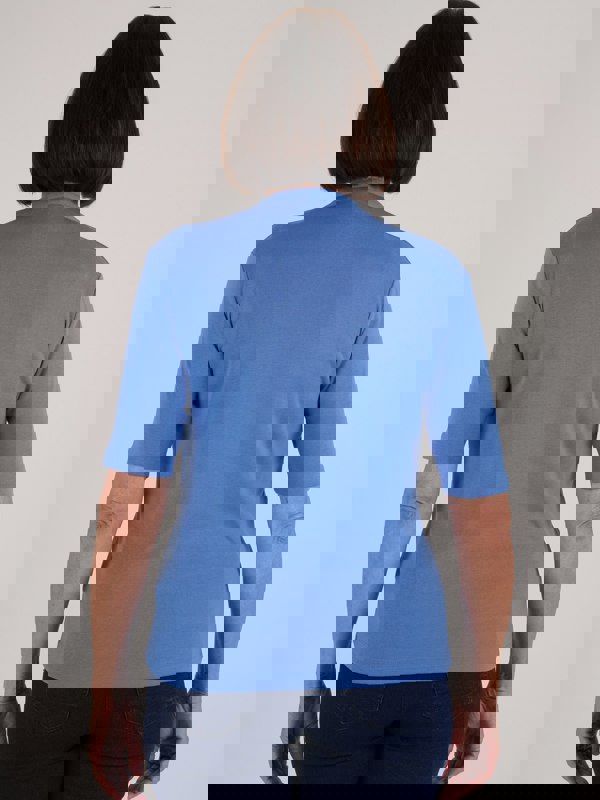 PennyPlain High Back Sweetheart Neck Top - Light Ultramarine