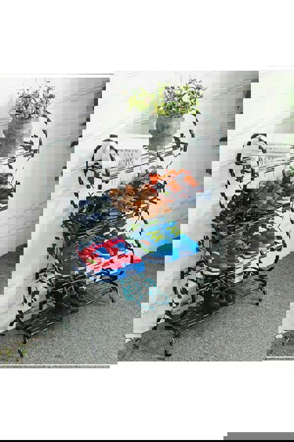 Living and Home Black Metal 4 Tier S-Shape Shoe Rack