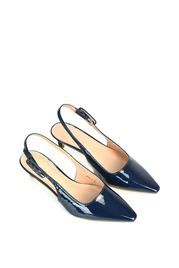 XY LONDON Kitten Heel Court Shoes With Slingback