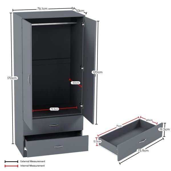 Vida Designs Riano 2 Door 2 Drawer Wardrobe