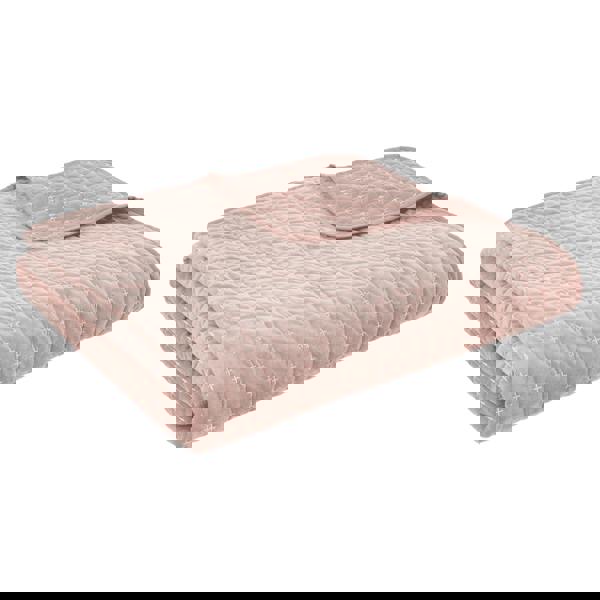 Bianca Attica Velvet Embroidered Bedspread Pink