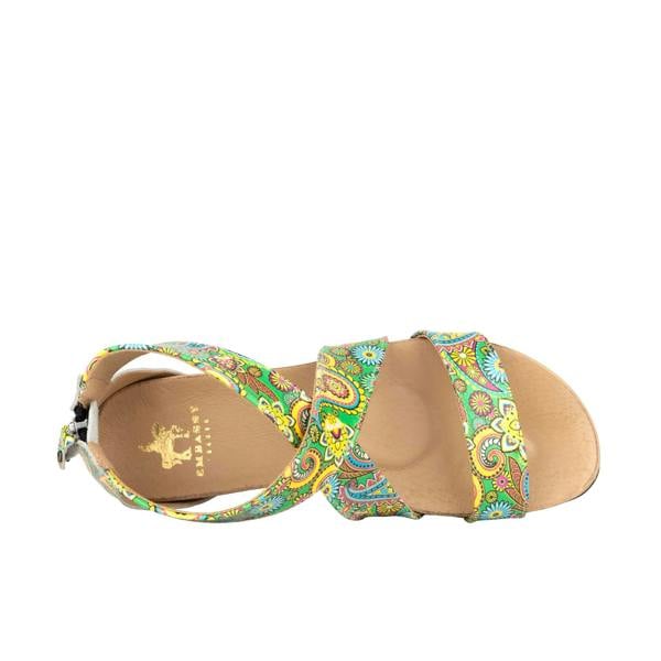 Embassy London Isabella - Festival Green - Women's cross strap sandal with covered zip-up heel