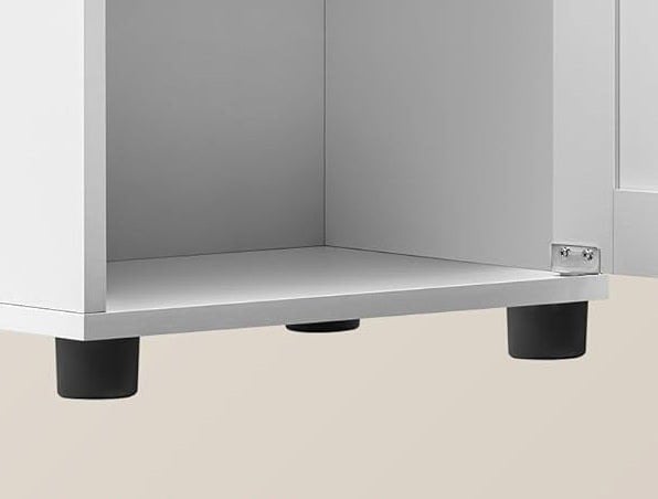 Modcraft Free-Standing Tall Bathroom Cabinet with Drawer, Glass Door & Open Shelf - Cloud White