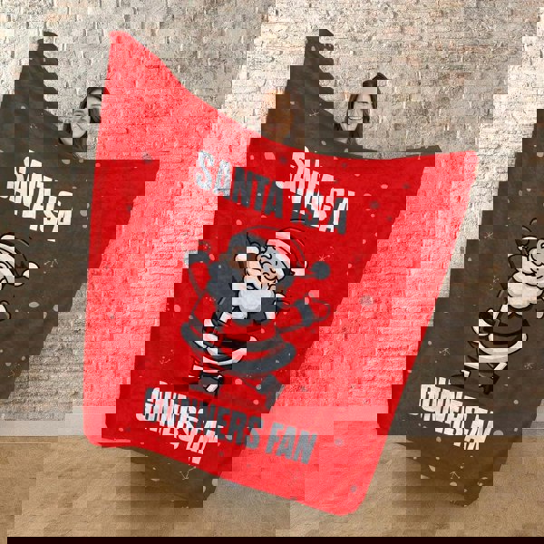 BritishmadeGifts Santa is a Gooners Football Fan - Luxury Fleece Blanket 150cm X 150cm