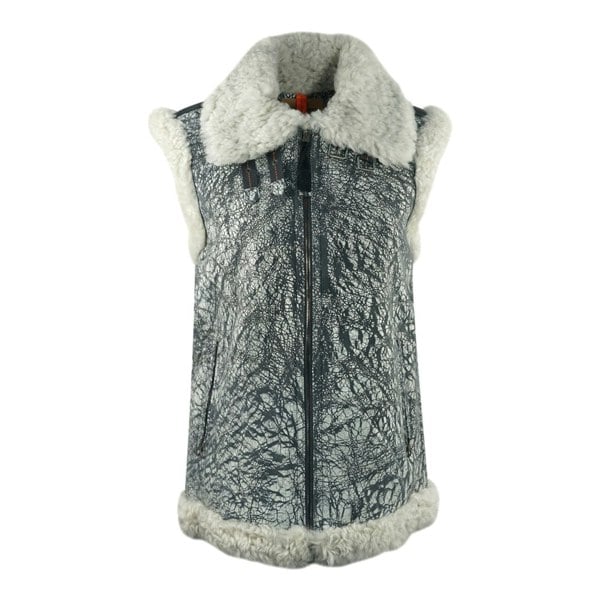 Parajumpers Sax Shearling Nine Iron Leather Gilet - Grey