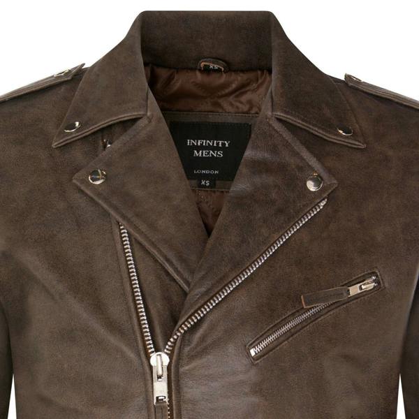 Infinity Leather Mens Cow-Hide Black Brando Jacket -Venice