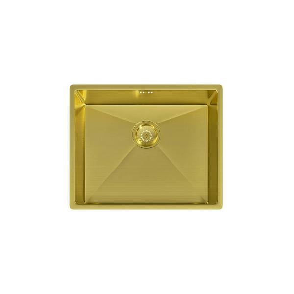Flode Möckeln | 1.0 Bowl Stainless Steel Kitchen Sink | Inset or Undermounted | Strainer Waste Supplied | Brushed Brass