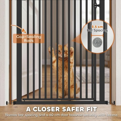 PawHut Extra Tall Pet Gate, Baby Gate with 112-200cm Adjustable Height Black
