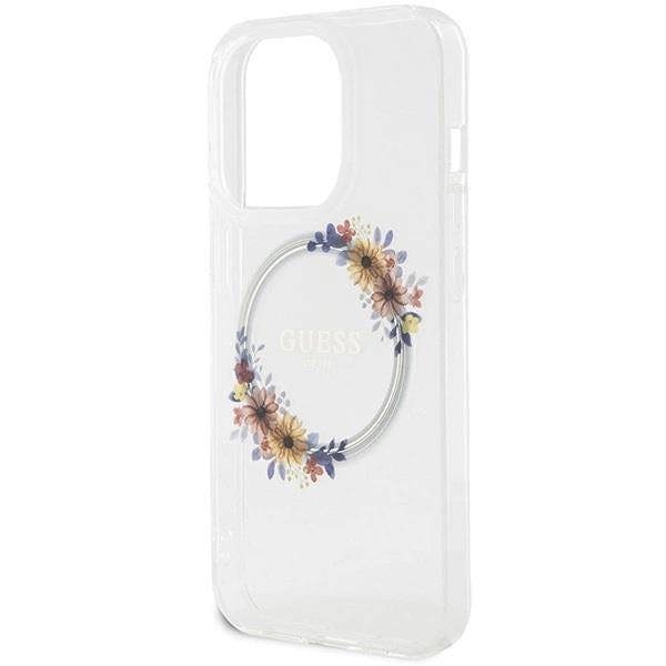 Guess IML Flowers Wreatch with MagSafe Hard Case for iphone 15 Pro 6.1" Transparent - GUHMP15LHFWFCT