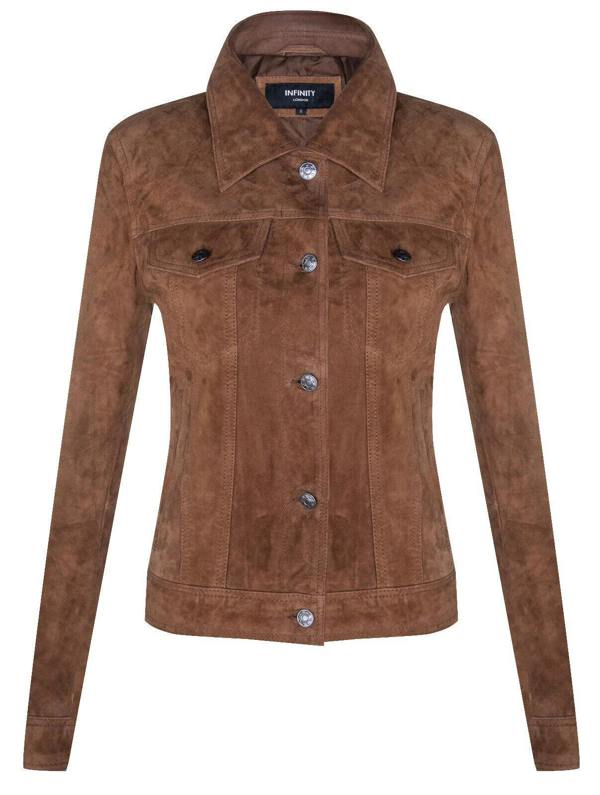 Infinity Leather Womens Goat Suede Trucker Jeans Jacket-Astoria