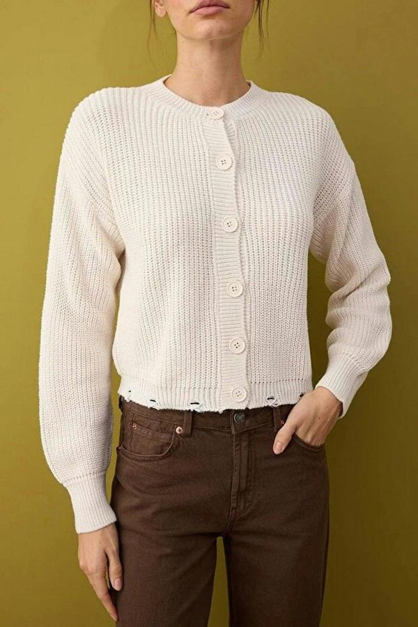 WOVCOR Crew Neck Knit Cardigan