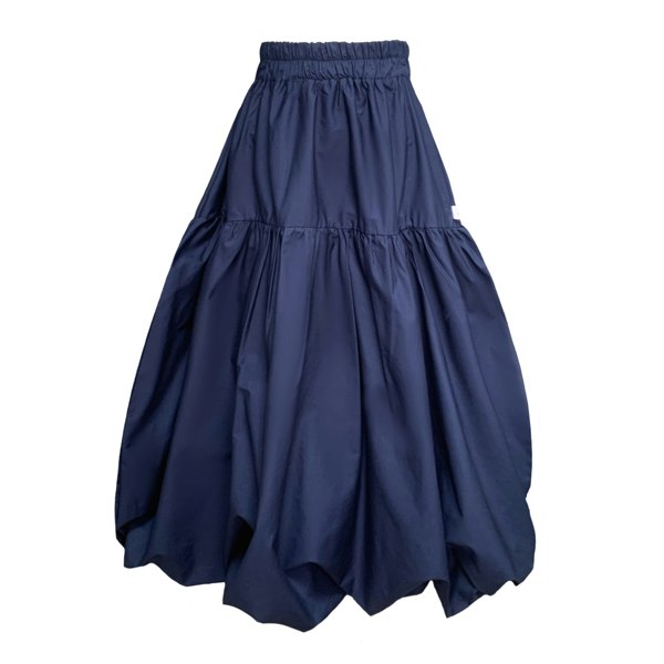 Frock Tales Mylar Puffball Midi Skirt In Navy