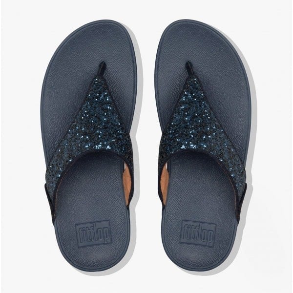 FitFlop LULU GLITTER Womens Toe Post Sandals Midnight Navy