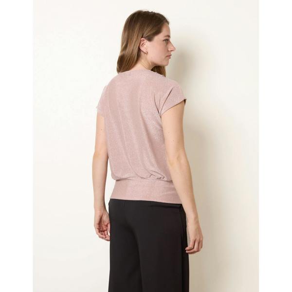Blue Vanilla Lurex Metallic Cowl Neck Draped Top